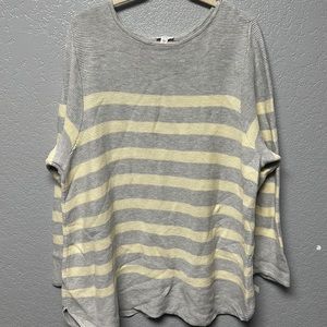 J. JILL WOMENS  Casual  striped sweater top size 3X EUC Grey and Cream LS Knit